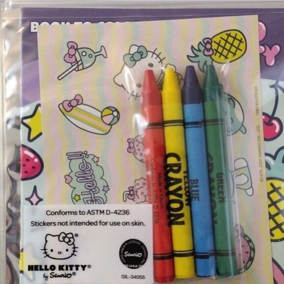 Hello Kitty 3 Piece Coloring Book PlayPack and Crayons Lot NWT - Picture 6 of 6